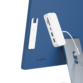 Hub USB-C&reg; multiport 6-en-1 avec support, Blanc, hi-res